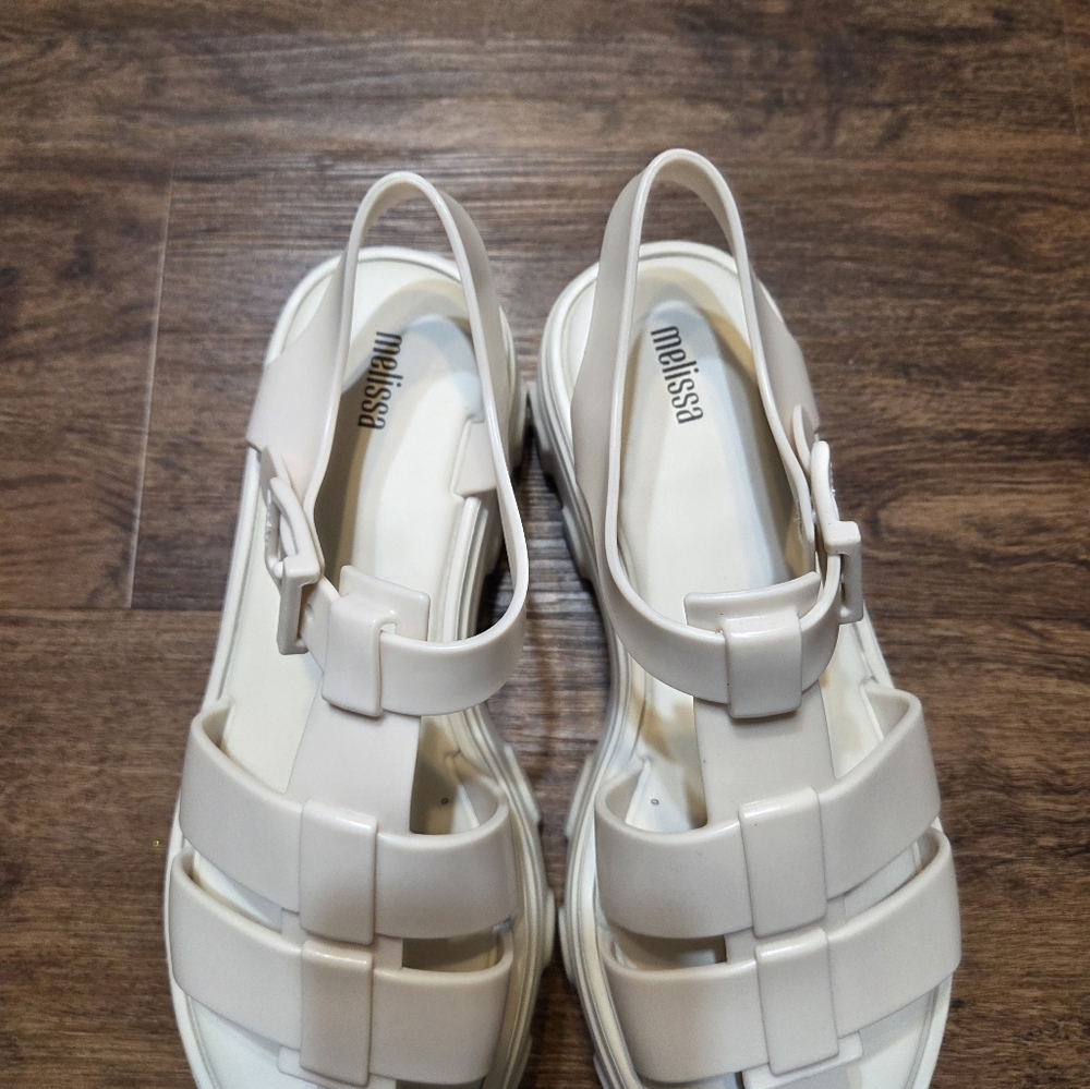 Melissa Anthropologie Ella Cream Platform Sandals Shoes 10 View 4